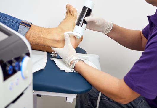 Coupling gel being applied to the treatment area